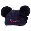 Personalised Navy Pom Pom Hat with Bow