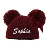 Personalised Burgundy Pom Pom Hat with Bow