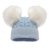 Personalised Blue Hat with White Pom poms