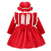 Velvet Bow Dress and Hat - Red