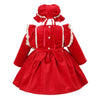 Velvet Bow Dress and Hat - Red