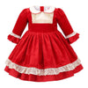 Velvet Frilled Dress - Red