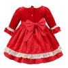 Velvet Frilled Dress - Red