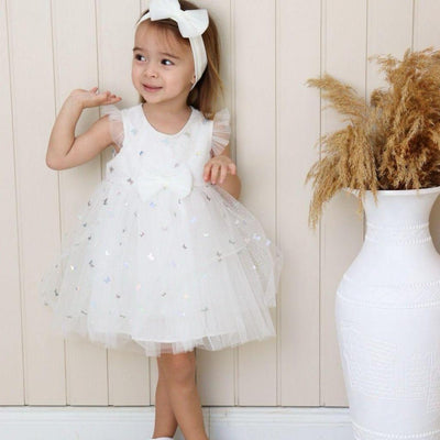 Hologram Butterfly Dress - Ivory - Just Blue Or Pink