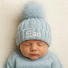 Personalised Blue Hat with Glitter Pom