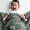 Baby Lay Under Baby Sage Pom Blanket - Just Blue Or Pink