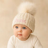 Personalised Beige Hat with Glitter Pom
