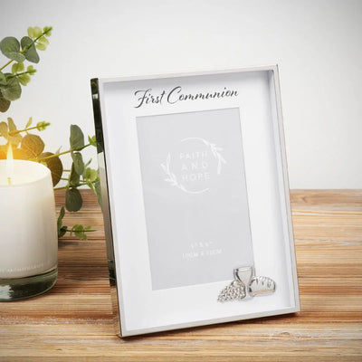 First Communion Silver Box Frame - Just Blue Or Pink