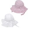 baby girl wide brim sun hat with side bow and chin straps - pink or white