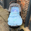 Personalised Blue Pram Footmuff with Blue Bows - Just Blue or Pink