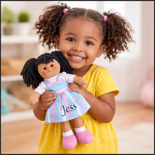 personalised rag doll with the name jess