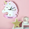 Personalised Unicorn Wooden Clock - Just Blue or Pink