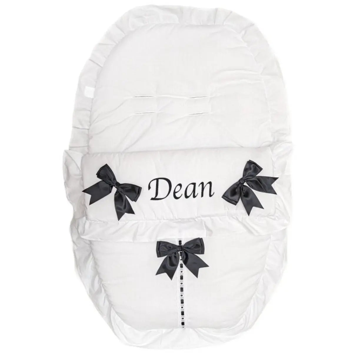 White Personalised Car Seat Cosy Toes Personalised White Frilly