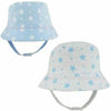 boys blue and white bucket sun hat with stars and chin strap