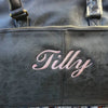 Personalised Black Faux Leather Maternity Bag - Just Blue or Pink