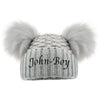 Double Pom Pom Hat - Grey