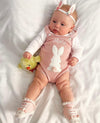 Personalised Dusky Pink Knitted Bunny Romper