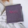 Personalised Purple Fleece Pom Blanket - Just Blue or Pink