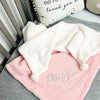 Personalised Baby Pink Fleece Pom Blanket - Just Blue or Pink