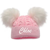 Personalised Pink Pom hat with White Pom Poms - Just Blue or Pink