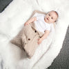 Cable Knit Swaddle with Fleece Lining - Beige - Just Blue or Pink