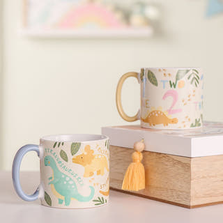 Petit Cheri Dinosaur Mug - Names - Just Blue Or Pink