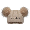 Double Beige Pom Pom Hat