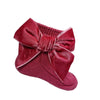 Dusty Pink Velour Bow Ankle Socks