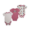 Girls 3 Pack Floral, Plum, Spotty Bodysuits