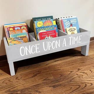Large Kids Wooden Bookcase - Grey - Just Blue Or Pink