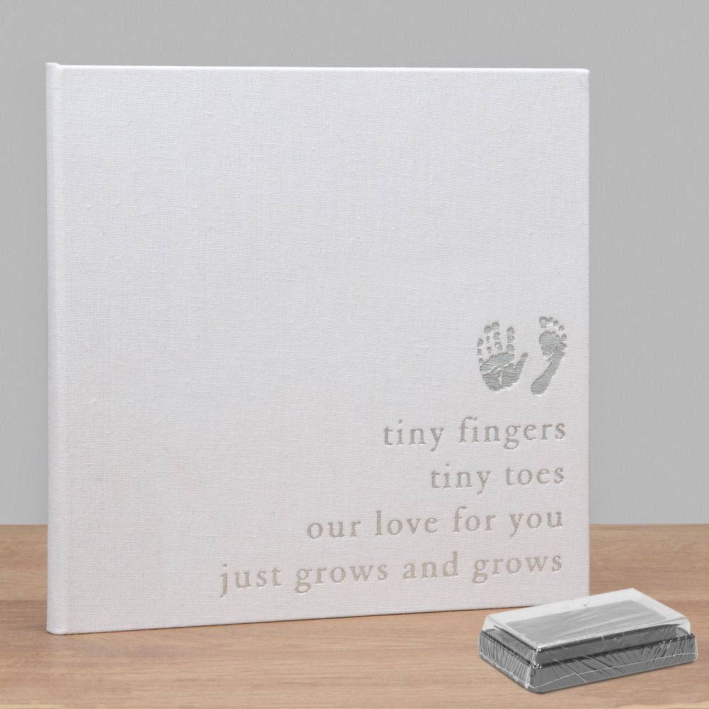Linen Baby Record Book with Ink Pad