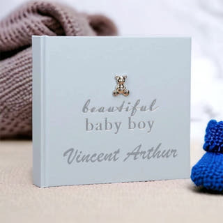 Personalised Beautiful Baby Boy Photo Album - Just Blue Or Pink