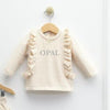 Personalised Beige Ruffle Frill Loungewear Set - Just Blue or Pink