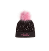 Personalised Black Sequin Hat with Pink Pom (2-6 years) - Just Blue or Pink