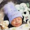 Personalised Blue Baby Pom Hat - Just Blue or Pink