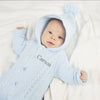 Personalised Blue Knitted Pramsuit - Just Blue or Pink