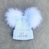 Personalised Blue double Pom Hat 