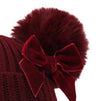 Personalised Burgundy Pom Pom Hat with Bow - Just Blue or Pink