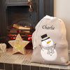 Personalised Deluxe Silver Grey Snowman Santa Sack - Just Blue or Pink