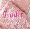 Personalised Dusky Pink Fleece Pom Blanket - Just Blue or Pink