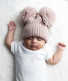 Personalised Dusky Pink Pom Hat with Bow - Just Blue or Pink