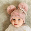 Personalised Dusky Pink Pom Hat with Bow - Just Blue or Pink