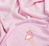 Personalised Flamingo Baby Towel - Just Blue or Pink