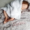 Personalised Fluffy Silver Grey Fleece Blanket - Just Blue or Pink