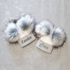 Personalised Grey Baby Hat with Pom Poms - Just Blue or Pink