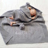 Personalised Grey Cable Knit Baby Pom Blanket