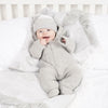 Personalised Grey Knitted Pramsuit - Just Blue or Pink