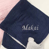 Personalised Navy Fleece Pom Blanket - Just Blue or Pink