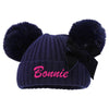 Personalised Navy Pom Pom Hat with Bow - Just Blue or Pink