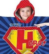 Personalised Older Kids Poncho Towel - Just Blue or Pink